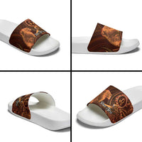 Personalised Polynesia Zodiac Leo Slide Sandals Galaxy Polynesian Pattern Chest Tattoo Style LT14 - Polynesian Pride