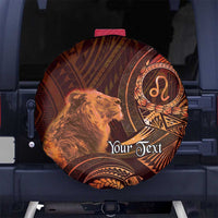 Personalised Polynesia Zodiac Leo Spare Tire Cover Galaxy Polynesian Pattern Chest Tattoo Style LT14 No hole Orange - Polynesian Pride