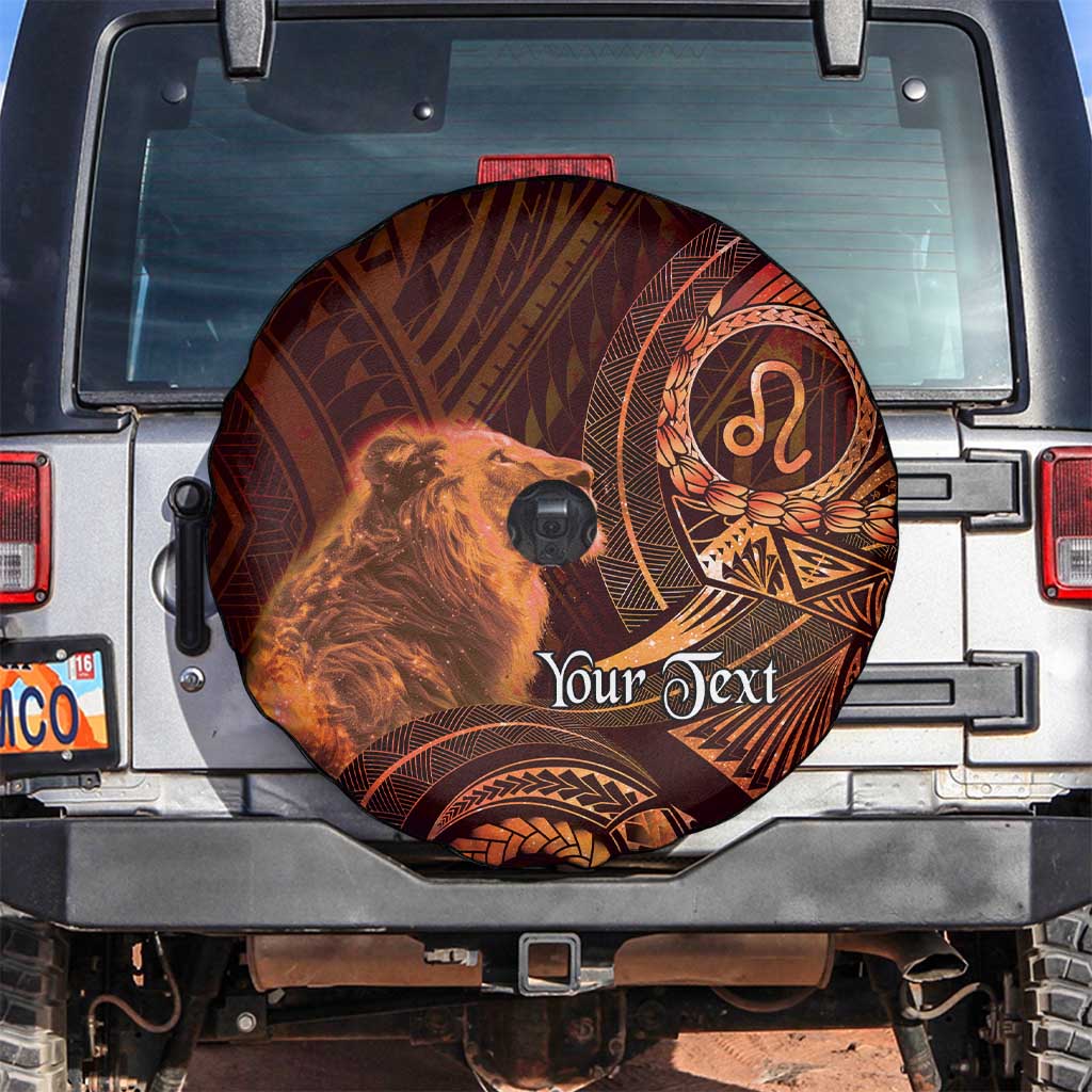 Personalised Polynesia Zodiac Leo Spare Tire Cover Galaxy Polynesian Pattern Chest Tattoo Style LT14 Orange - Polynesian Pride