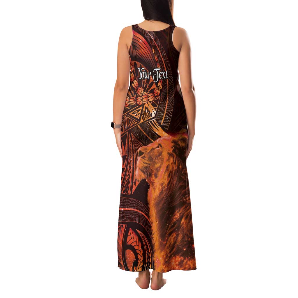 Personalised Polynesia Zodiac Leo Tank Maxi Dress Galaxy Polynesian Pattern Chest Tattoo Style LT14 - Polynesian Pride