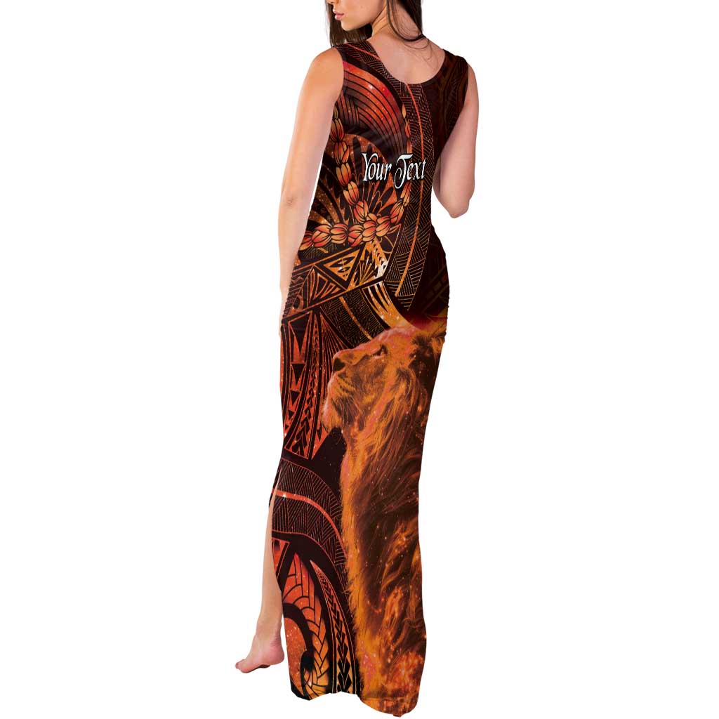 Personalised Polynesia Zodiac Leo Tank Maxi Dress Galaxy Polynesian Pattern Chest Tattoo Style LT14 - Polynesian Pride