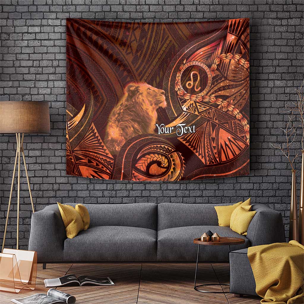 Personalised Polynesia Zodiac Leo Tapestry Galaxy Polynesian Pattern Chest Tattoo Style LT14 Orange - Polynesian Pride