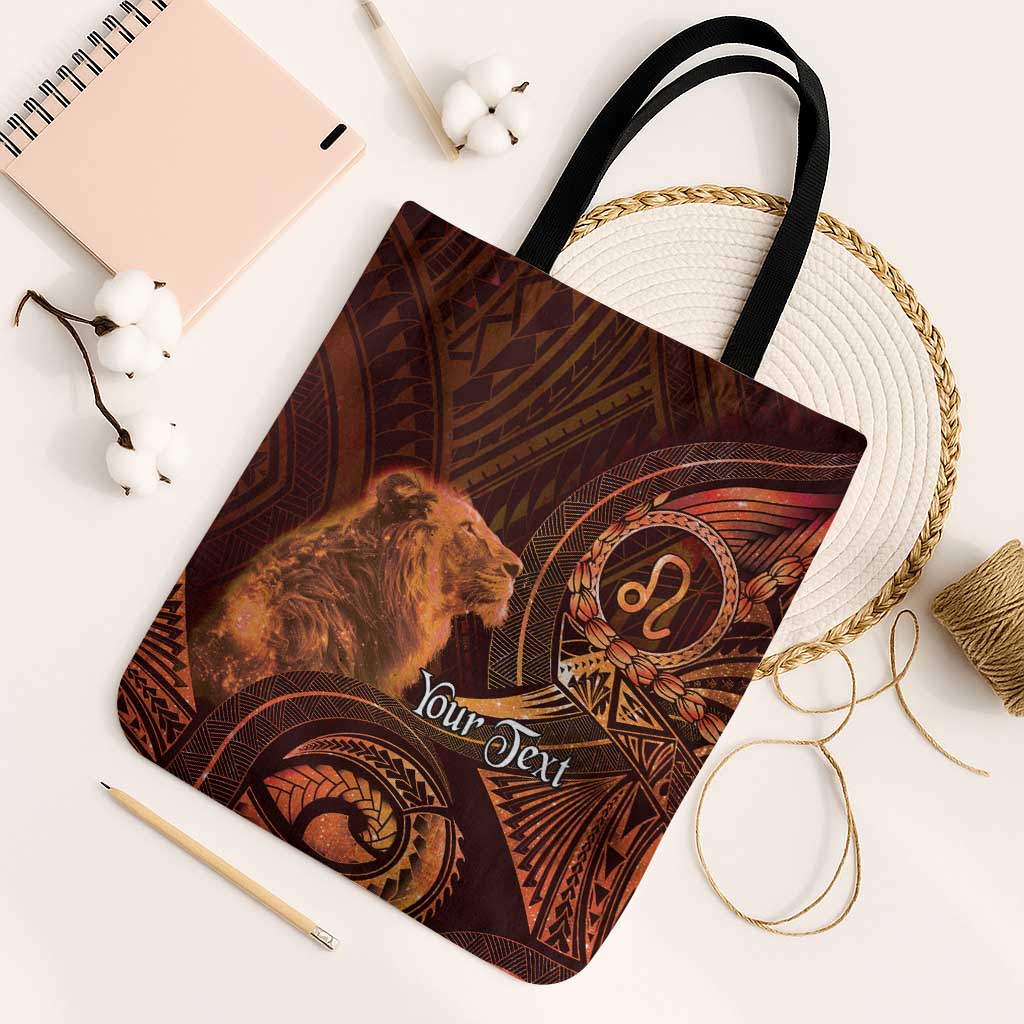 Personalised Polynesia Zodiac Leo Tote Bag Galaxy Polynesian Pattern Chest Tattoo Style LT14 Black Strap One Size Orange - Polynesian Pride
