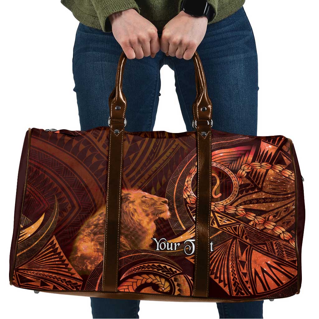 Personalised Polynesia Zodiac Leo Travel Bag Galaxy Polynesian Pattern Chest Tattoo Style LT14 Orange - Polynesian Pride