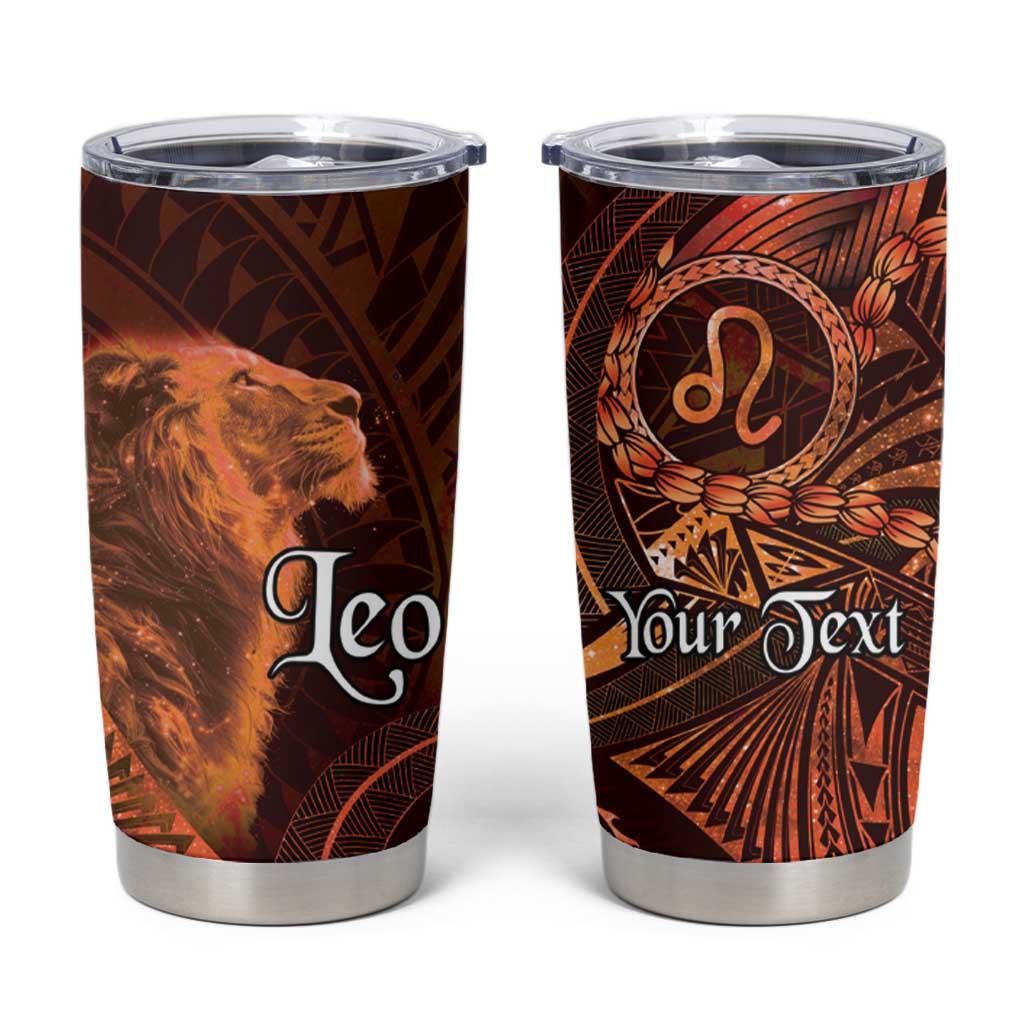 Personalised Polynesia Zodiac Leo Tumbler Cup Galaxy Polynesian Pattern Chest Tattoo Style LT14 Orange - Polynesian Pride