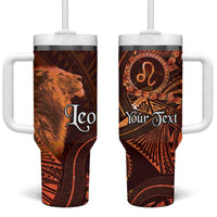 Personalised Polynesia Zodiac Leo Tumbler With Handle Galaxy Polynesian Pattern Chest Tattoo Style LT14 One Size: 40 oz Orange - Polynesian Pride