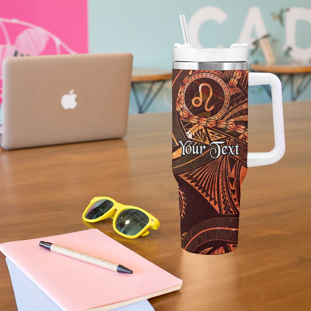 Personalised Polynesia Zodiac Leo Tumbler With Handle Galaxy Polynesian Pattern Chest Tattoo Style LT14 - Polynesian Pride