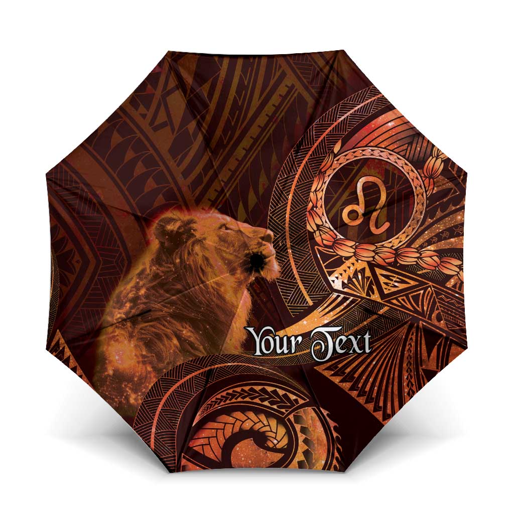 Personalised Polynesia Zodiac Leo Umbrella Galaxy Polynesian Pattern Chest Tattoo Style LT14 One Size Folded 11.42 inch Opened Diameter 37.4 inch Orange - Polynesian Pride