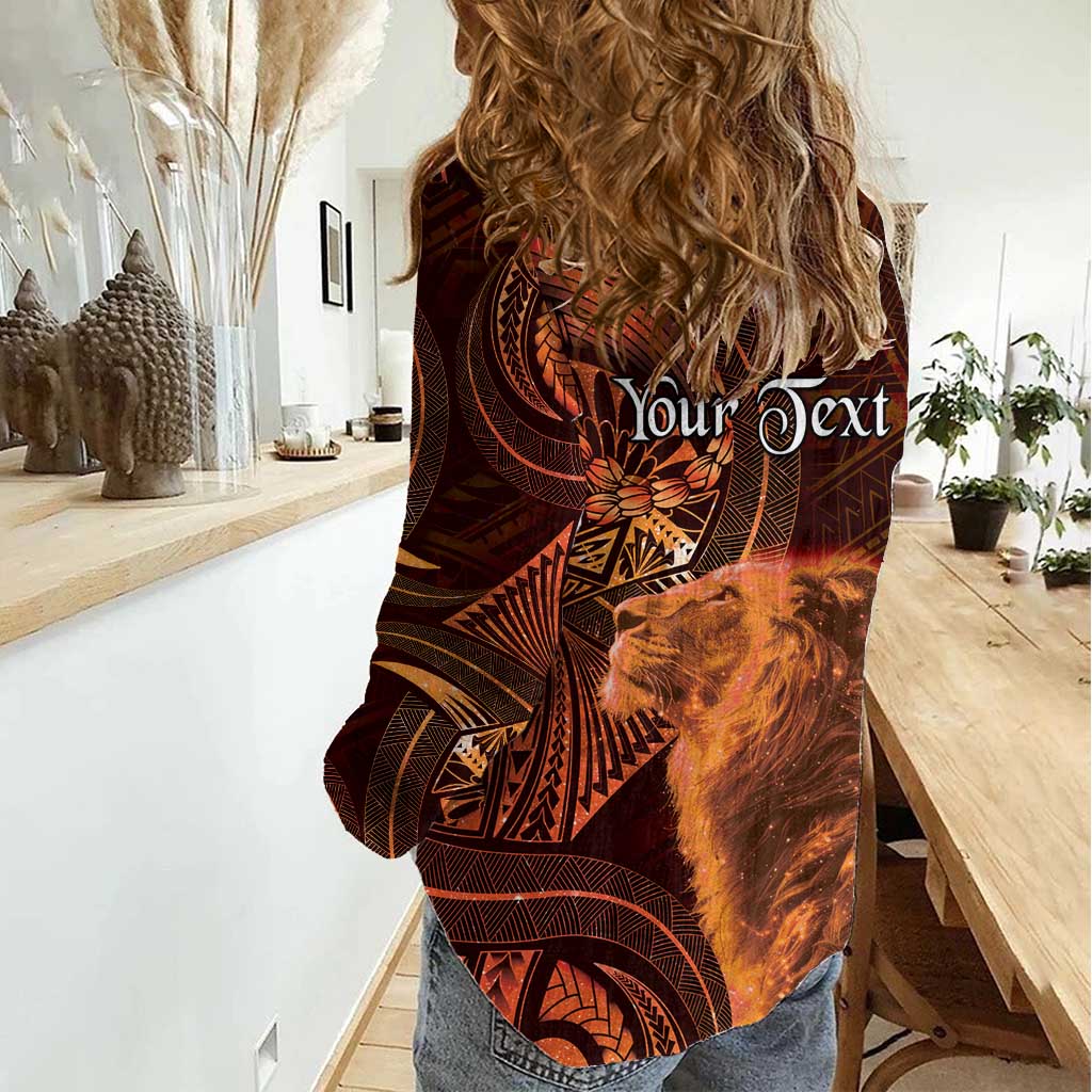 Personalised Polynesia Zodiac Leo Women Casual Shirt Galaxy Polynesian Pattern Chest Tattoo Style LT14 - Polynesian Pride