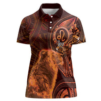 Personalised Polynesia Zodiac Leo Women Polo Shirt Galaxy Polynesian Pattern Chest Tattoo Style LT14 Female Orange - Polynesian Pride