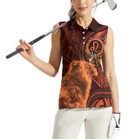 Personalised Polynesia Zodiac Leo Women Sleeveless Polo Shirt Galaxy Polynesian Pattern Chest Tattoo Style LT14 - Polynesian Pride