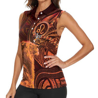 Personalised Polynesia Zodiac Leo Women Sleeveless Polo Shirt Galaxy Polynesian Pattern Chest Tattoo Style LT14 - Polynesian Pride