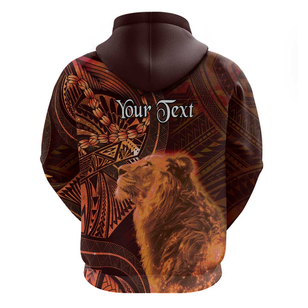 Personalised Polynesia Zodiac Leo Zip Hoodie Galaxy Polynesian Pattern Chest Tattoo Style
