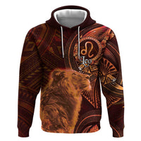 Personalised Polynesia Zodiac Leo Zip Hoodie Galaxy Polynesian Pattern Chest Tattoo Style