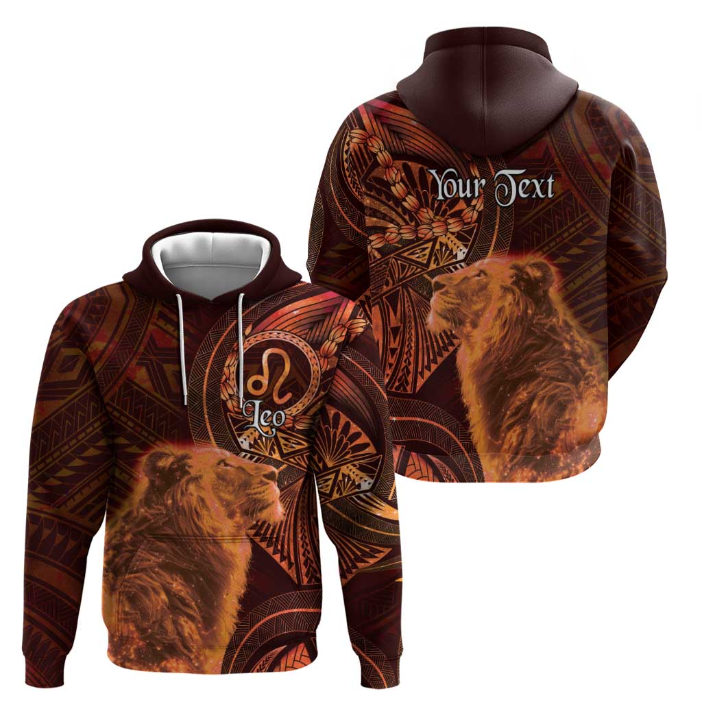 Personalised Polynesia Zodiac Leo Zip Hoodie Galaxy Polynesian Pattern Chest Tattoo Style