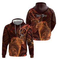 Personalised Polynesia Zodiac Leo Zip Hoodie Galaxy Polynesian Pattern Chest Tattoo Style