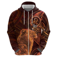 Personalised Polynesia Zodiac Leo Zip Hoodie Galaxy Polynesian Pattern Chest Tattoo Style