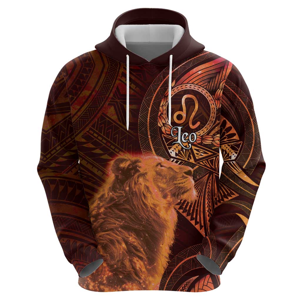 Personalised Polynesia Zodiac Leo Zip Hoodie Galaxy Polynesian Pattern Chest Tattoo Style