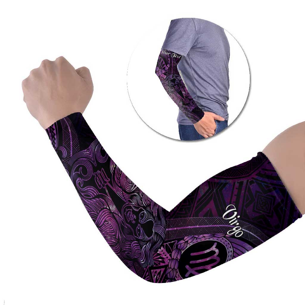 Personalised Polynesia Zodiac Virgo Arm Sleeves Galaxy Polynesian Pattern Chest Tattoo Style LT14 Set of 2 Purple - Polynesian Pride