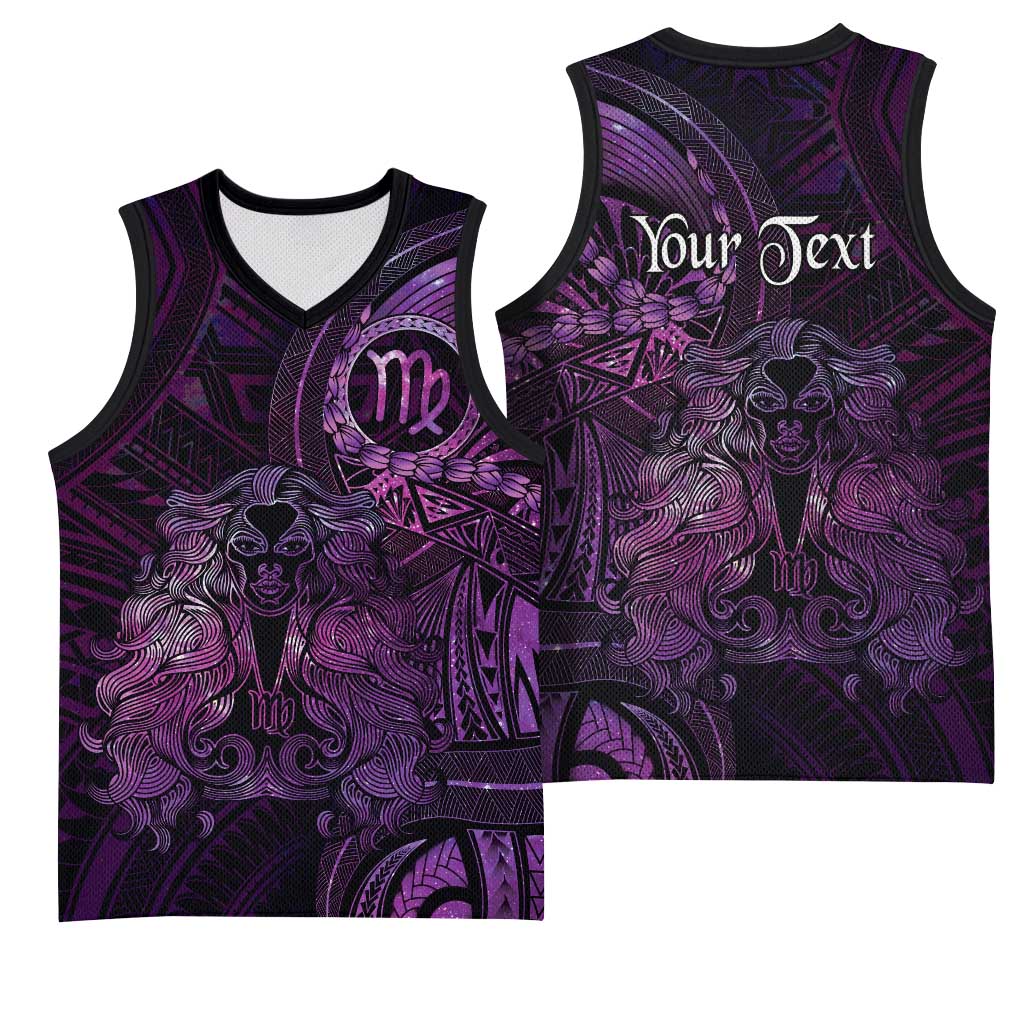 Personalised Polynesia Zodiac Virgo Basketball Jersey Galaxy Polynesian Pattern Chest Tattoo Style LT14 - Polynesian Pride
