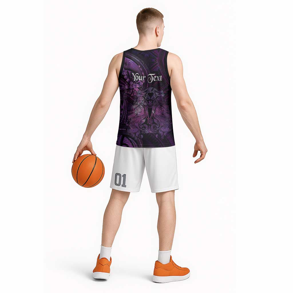 Personalised Polynesia Zodiac Virgo Basketball Jersey Galaxy Polynesian Pattern Chest Tattoo Style LT14 - Polynesian Pride