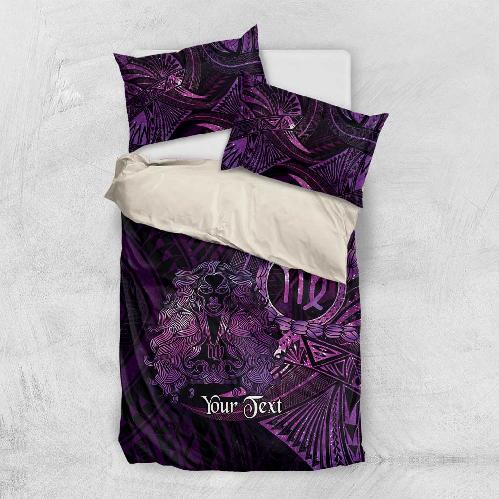 Personalised Polynesia Zodiac Virgo Bedding Set Galaxy Polynesian Pattern Chest Tattoo Style LT14 US Twin 172cm x 218cm Purple - Polynesian Pride
