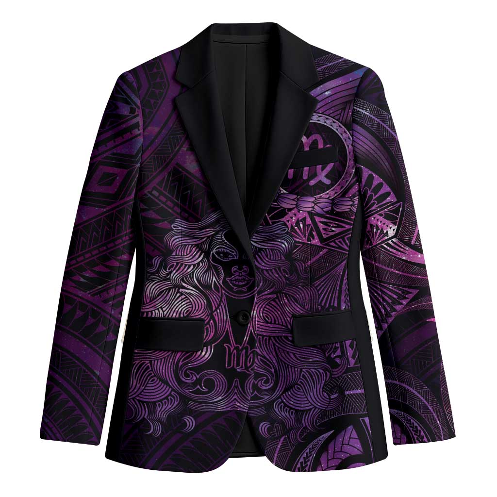 Personalised Polynesia Zodiac Virgo Blazer Galaxy Polynesian Pattern Chest Tattoo Style LT14 Unisex Purple - Polynesian Pride