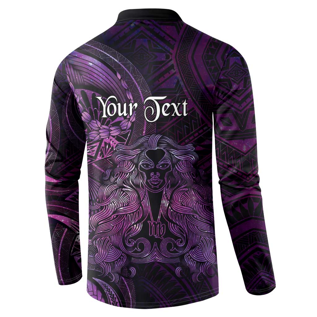 Personalised Polynesia Zodiac Virgo Button Sweatshirt Galaxy Polynesian Pattern Chest Tattoo Style LT14 - Polynesian Pride