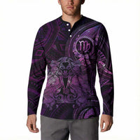 Personalised Polynesia Zodiac Virgo Button Sweatshirt Galaxy Polynesian Pattern Chest Tattoo Style LT14 - Polynesian Pride