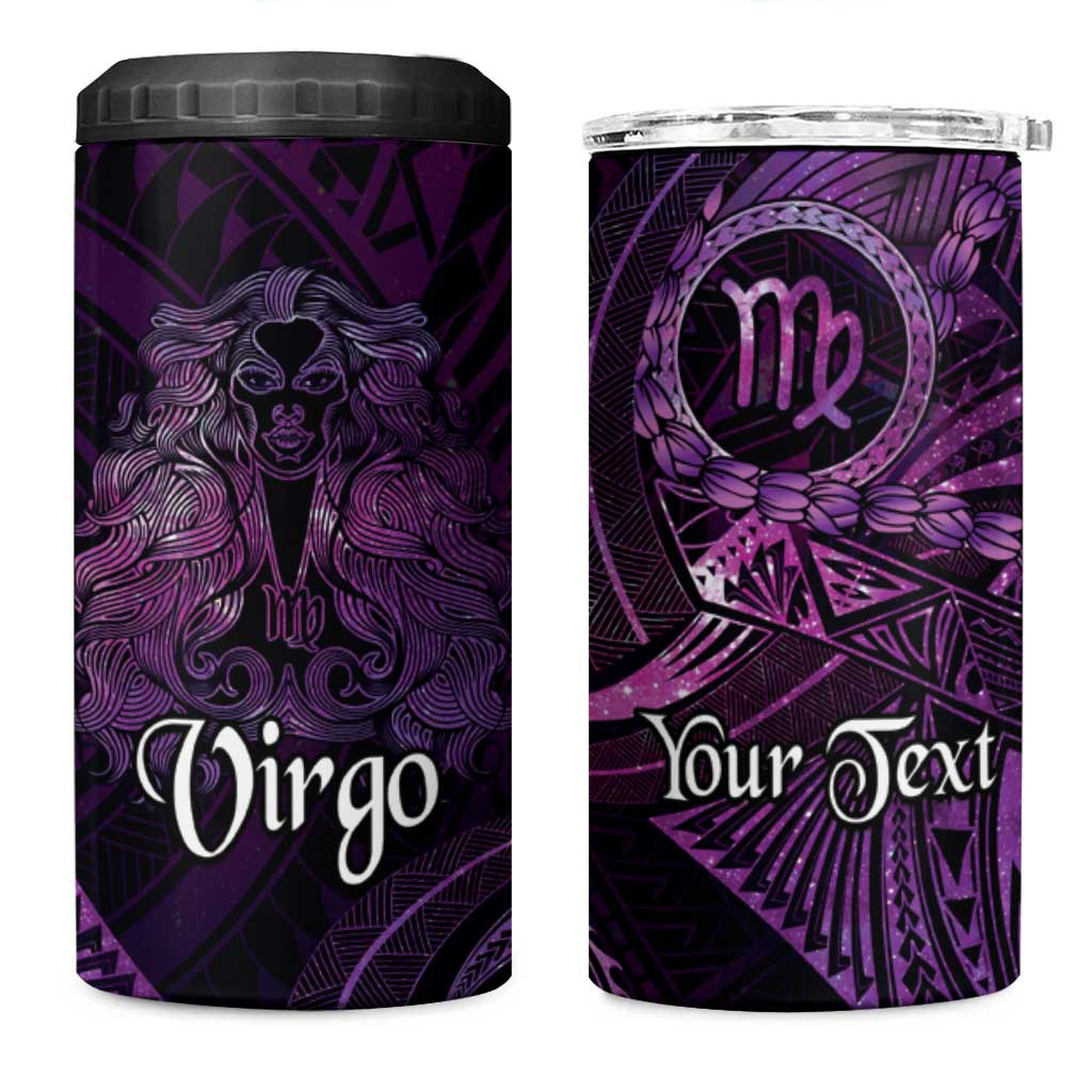 Personalised Polynesia Zodiac Virgo 4 in 1 Can Cooler Tumbler Galaxy Polynesian Pattern Chest Tattoo Style LT14 One Size: 16 oz Purple - Polynesian Pride