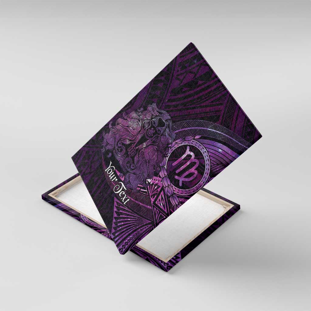 Personalised Polynesia Zodiac Virgo Canvas Wall Art Galaxy Polynesian Pattern Chest Tattoo Style LT14 With Frame Purple - Polynesian Pride