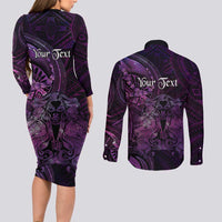 Personalised Polynesia Zodiac Virgo Couples Matching Long Sleeve Bodycon Dress and Long Sleeve Button Shirt Galaxy Polynesian Pattern Chest Tattoo Style LT14 - Polynesian Pride
