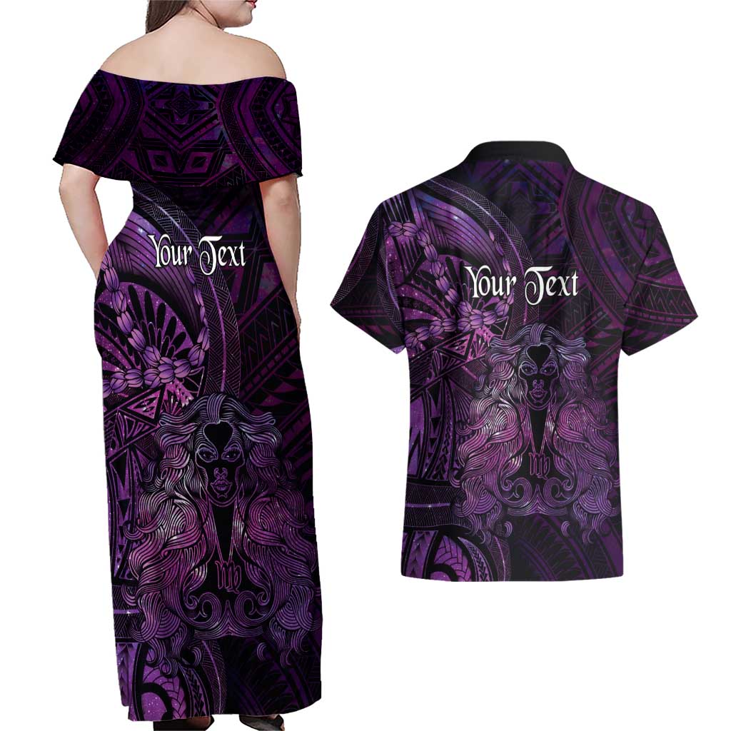 Personalised Polynesia Zodiac Virgo Couples Matching Off Shoulder Maxi Dress and Hawaiian Shirt Galaxy Polynesian Pattern Chest Tattoo Style LT14 - Polynesian Pride