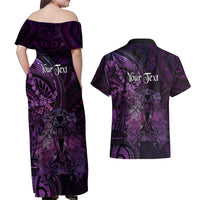 Personalised Polynesia Zodiac Virgo Couples Matching Off Shoulder Maxi Dress and Hawaiian Shirt Galaxy Polynesian Pattern Chest Tattoo Style LT14 - Polynesian Pride