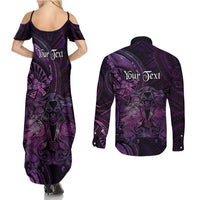 Personalised Polynesia Zodiac Virgo Couples Matching Summer Maxi Dress and Long Sleeve Button Shirt Galaxy Polynesian Pattern Chest Tattoo Style LT14 - Polynesian Pride