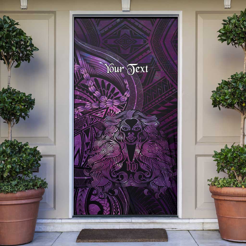 Personalised Polynesia Zodiac Virgo Door Cover Galaxy Polynesian Pattern Chest Tattoo Style LT14 Purple - Polynesian Pride