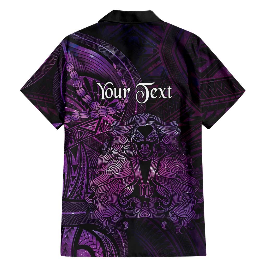 Personalised Polynesia Zodiac Virgo Family Matching Long Sleeve Bodycon Dress and Hawaiian Shirt Galaxy Polynesian Pattern Chest Tattoo Style