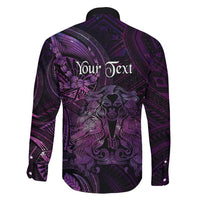 Personalised Polynesia Zodiac Virgo Family Matching Long Sleeve Bodycon Dress and Hawaiian Shirt Galaxy Polynesian Pattern Chest Tattoo Style