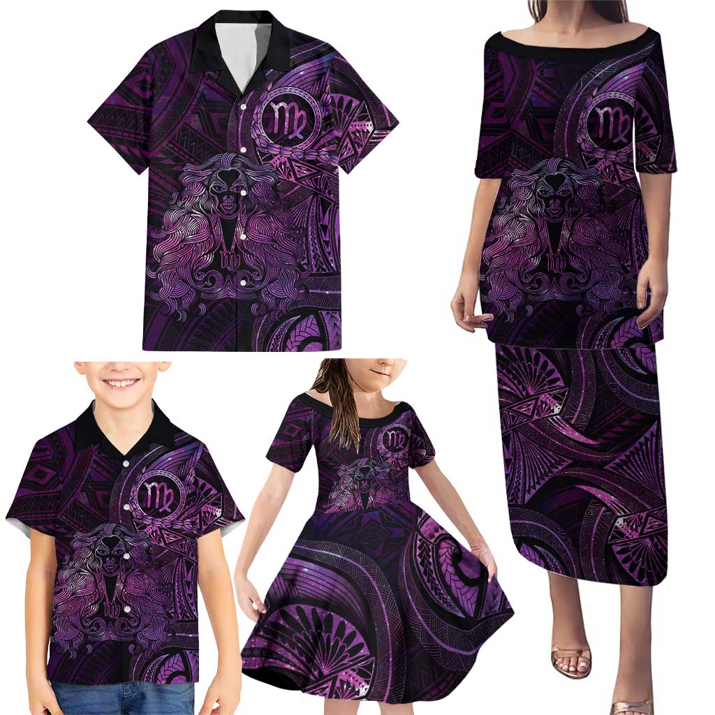 Personalised Polynesia Zodiac Virgo Family Matching Puletasi and Hawaiian Shirt Galaxy Polynesian Pattern Chest Tattoo Style LT14 - Polynesian Pride