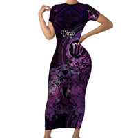 Personalised Polynesia Zodiac Virgo Family Matching Short Sleeve Bodycon Dress and Hawaiian Shirt Galaxy Polynesian Pattern Chest Tattoo Style