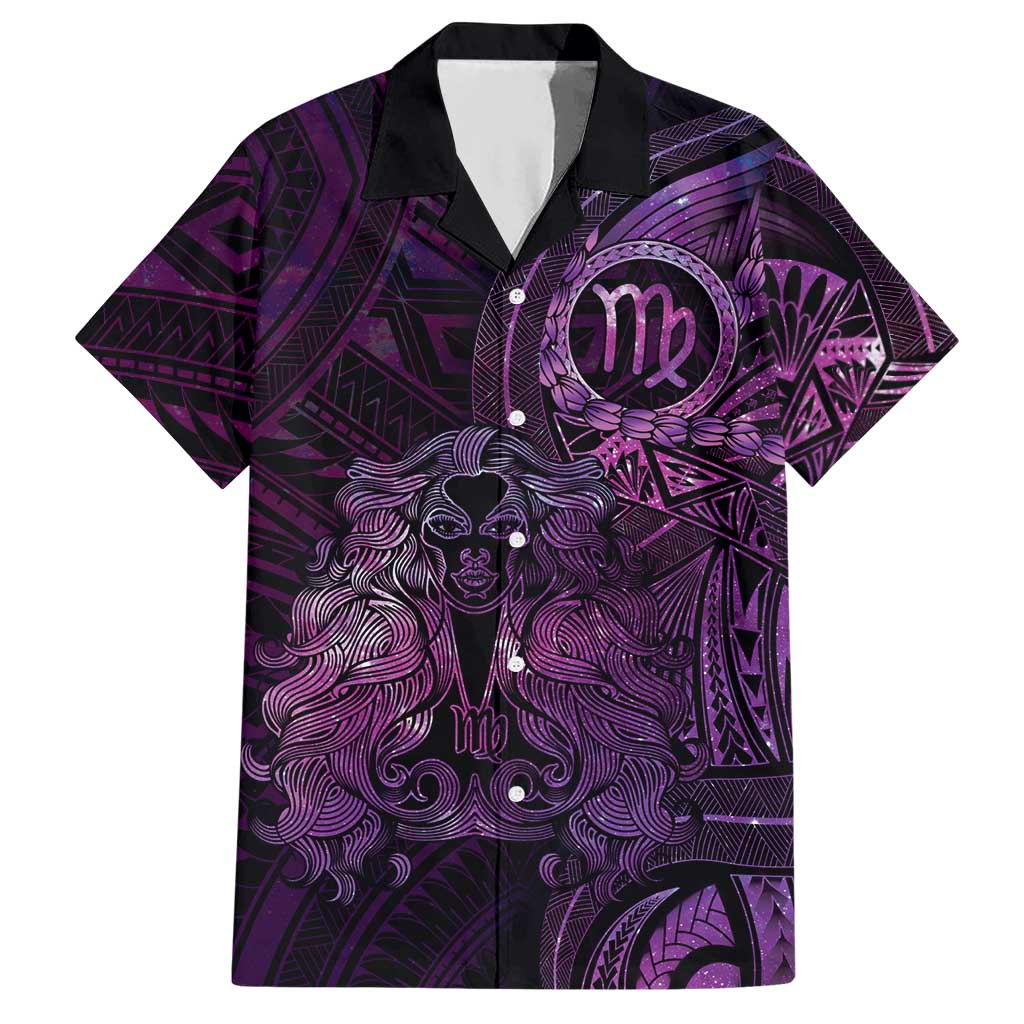 Personalised Polynesia Zodiac Virgo Hawaiian Shirt Galaxy Polynesian Pattern Chest Tattoo Style LT14 Purple - Polynesian Pride