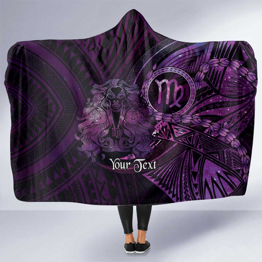 Personalised Polynesia Zodiac Virgo Hooded Blanket Galaxy Polynesian Pattern Chest Tattoo Style