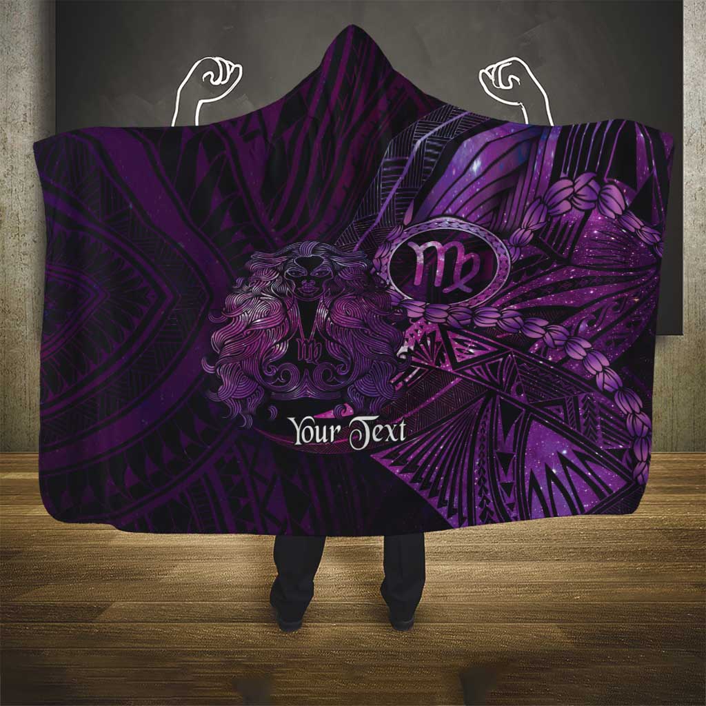 Personalised Polynesia Zodiac Virgo Hooded Blanket Galaxy Polynesian Pattern Chest Tattoo Style