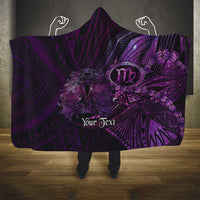 Personalised Polynesia Zodiac Virgo Hooded Blanket Galaxy Polynesian Pattern Chest Tattoo Style