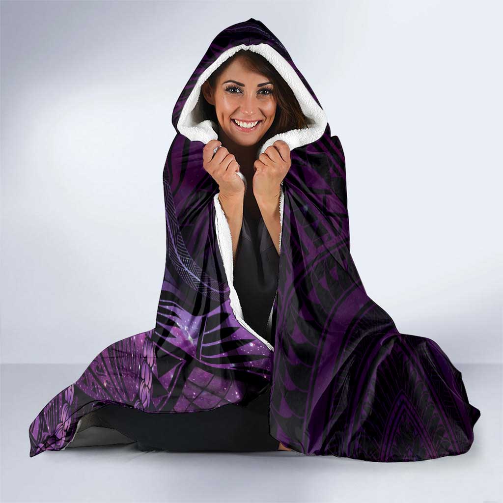 Personalised Polynesia Zodiac Virgo Hooded Blanket Galaxy Polynesian Pattern Chest Tattoo Style