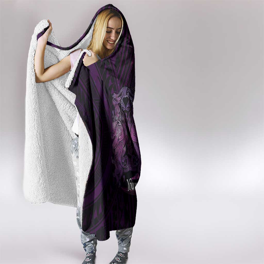 Personalised Polynesia Zodiac Virgo Hooded Blanket Galaxy Polynesian Pattern Chest Tattoo Style