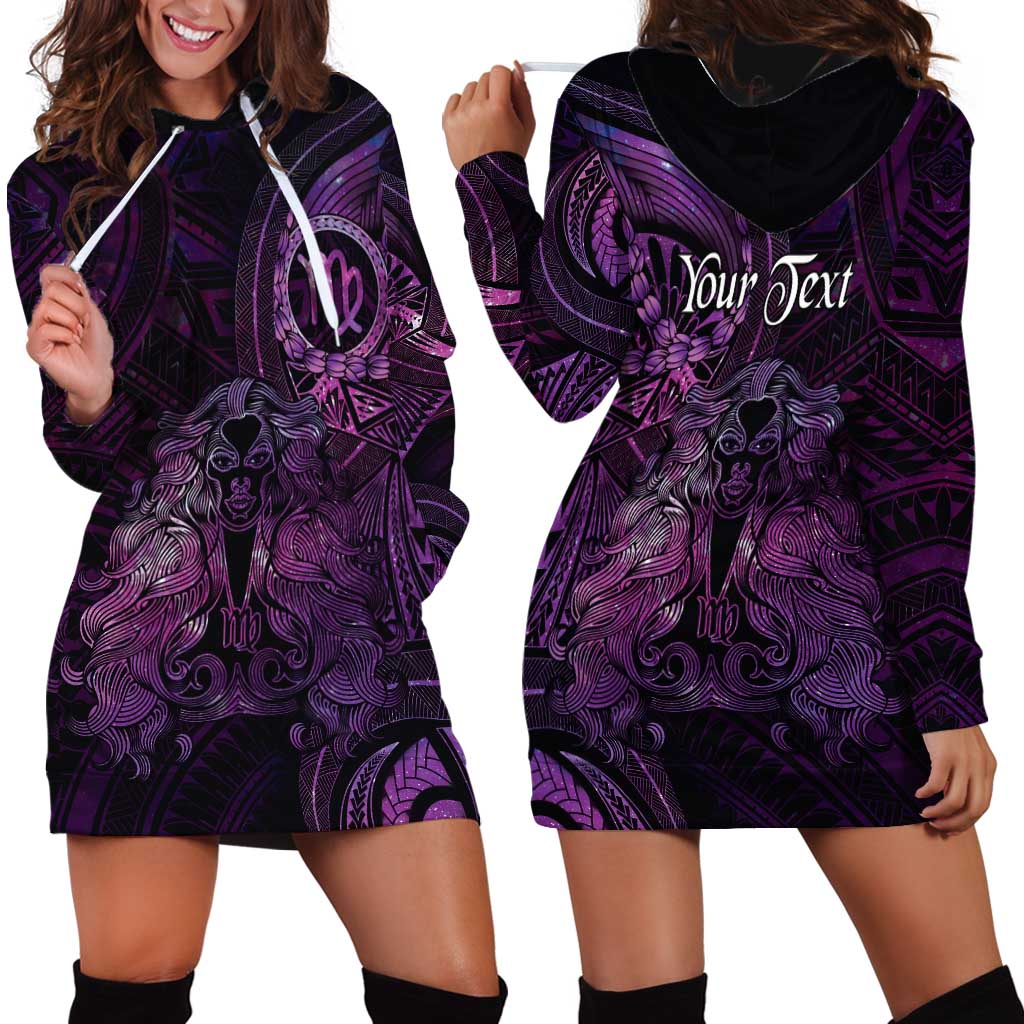 Personalised Polynesia Zodiac Virgo Hoodie Dress Galaxy Polynesian Pattern Chest Tattoo Style LT14 - Polynesian Pride