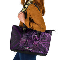 Personalised Polynesia Zodiac Virgo Leather Tote Bag Galaxy Polynesian Pattern Chest Tattoo Style LT14 Purple - Polynesian Pride