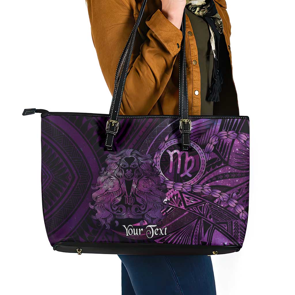 Personalised Polynesia Zodiac Virgo Leather Tote Bag Galaxy Polynesian Pattern Chest Tattoo Style LT14 - Polynesian Pride