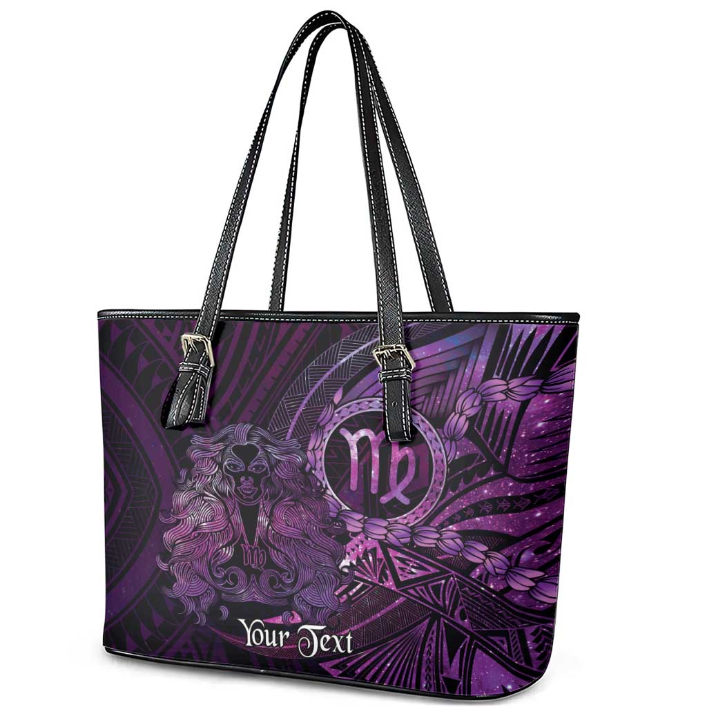 Personalised Polynesia Zodiac Virgo Leather Tote Bag Galaxy Polynesian Pattern Chest Tattoo Style LT14 - Polynesian Pride
